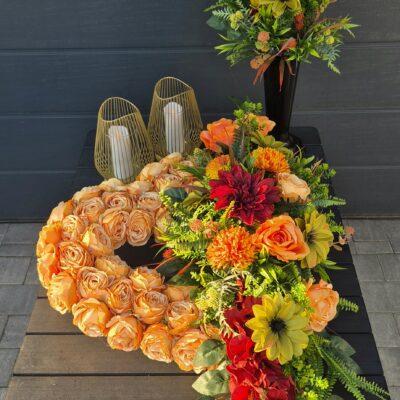 Kompozycja nagrobna Serce zgaszony pomarańcz